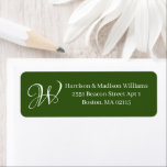 Elegant Monogram forest green classic address<br><div class="desc">Elegant custom Monogram,  Initial,  forest green and white classic simple chic Return Address labels.
Fully customizable white text,  forest green background.</div>