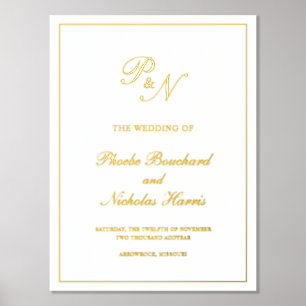 Elegant Monogram Formal Gold Traditional Wedding Foil Prints