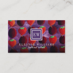 Elegant Monogram Fruit Strawberries Plums Business Card
