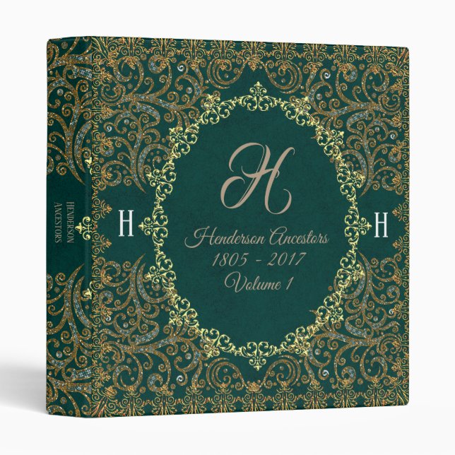 Elegant Monogram Genealogy Binder (Front/Spine)