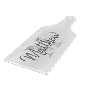 Elegant monogram glass cutting board with handle