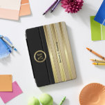 Elegant Monogram Gold Brush and Black iPad Pro Cover<br><div class="desc">Elegant Monogram Styled iPad Cover ready for you to personalize. ✔Note: Not all template areas need changed. 📌If you need further customization, please click the "Click to Customize further" or "Customize or Edit Design"button and use our design tool to resize, rotate, change text colour, add text and so much more.⭐This...</div>
