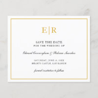 Elegant Monogram Gold Budget Wedding Save The Date