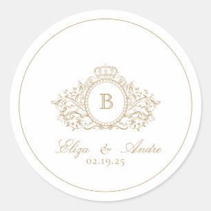 Elegant Monogram Gold Classic Round Sticker