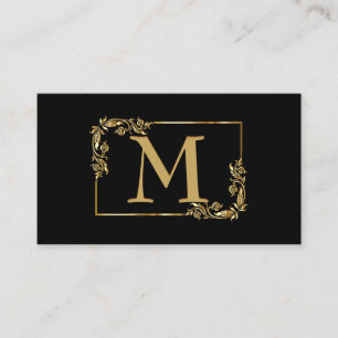 Élégant Monogram Gold et Carte de visite noir