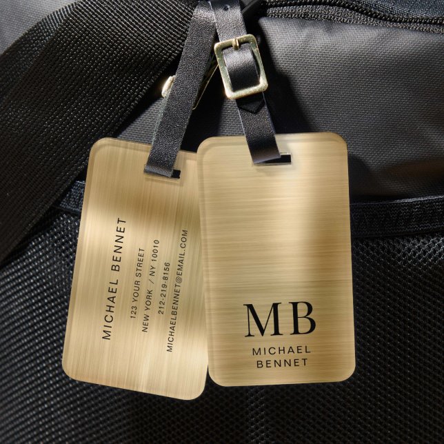 Elegant Monogram Gold Luggage Tag (Elegant Monogram Gold Luggage Tag)