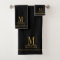 Elegant Monogram Gold Name Black