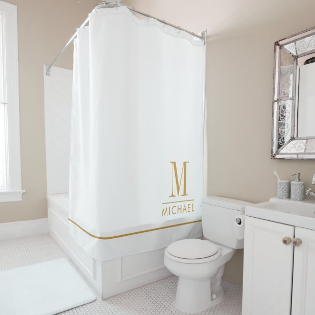 Elegant Monogram Gold Script Name White (In Situ)