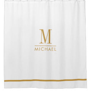 Elegant Monogram Gold Script Name White
