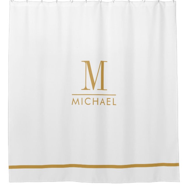 Elegant Monogram Gold Script Name White (Front)