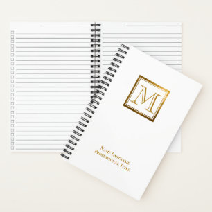 Elegant Monogram Gold Square Frame Checklist Notebook