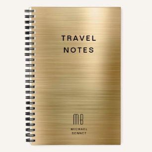 Elegant Monogram Gold Travel Notebook