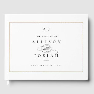 Elegant Monogram Gold Wedding Guest Book