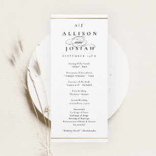 Elegant Monogram Gold Wedding  Program