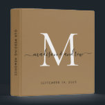 Elegant Monogram Gold White Script Wedding Album Binder<br><div class="desc">Elegant Monogram Gold White Script Name Wedding Memories Photo Album Story 3 ring binder</div>