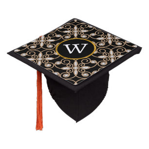 Elegant Monogram Graduation Cap Topper