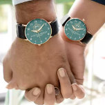 Elegant Monogram green and gold Couple names Watch<br><div class="desc">Elegant Monogram Custom Couple Watch – A Timeless Personalized Gift Celebrate love and commitment with this luxury monogram watch, featuring custom couple names and an elegant floral design. A perfect wedding gift, anniversary keepsake, or romantic jewelry piece, this watch blends timeless style with personalized elegance. The vintage typography and floral...</div>