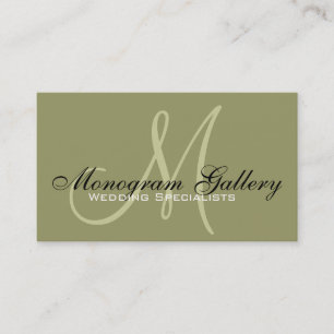 Elegant Monogram Green Customizable Business Card