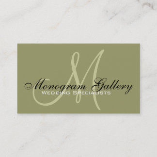Elegant Monogram Green Customizable Business Card