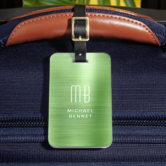 Elegant Monogram Green Luggage Tag