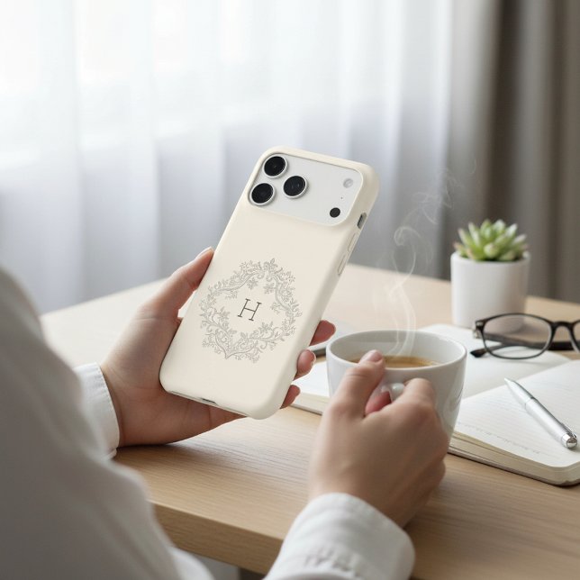 Elegant Monogram H Floral Wreath Cream (Creator Uploaded)