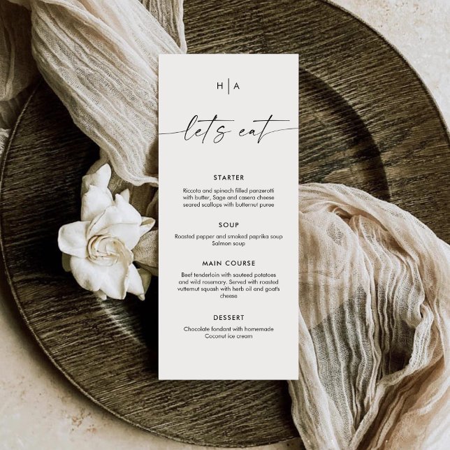 Elegant Monogram Handwriting Wedding Dinner  Menu (Creator Uploaded)