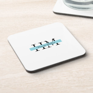 Elegant Monogram Hard Plastic Coaster