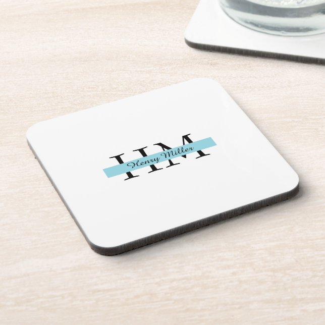  Elegant Monogram Hard Plastic Coaster (Left Side)