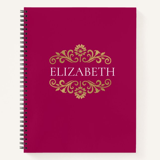 Elegant Monogram Hot Pink Office School Notebook (Front)