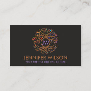 Elegant Monogram in Tree of life Business Card