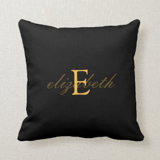 Elegant Monogram Initial Belt - Black Gold Throw Pillow