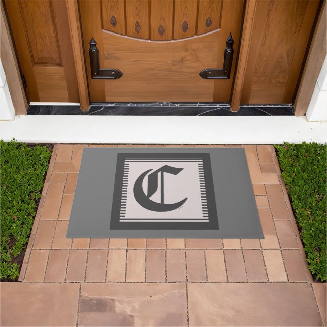 ELEGANT MONOGRAM INITIAL C Grey  Doormat (Outdoor)