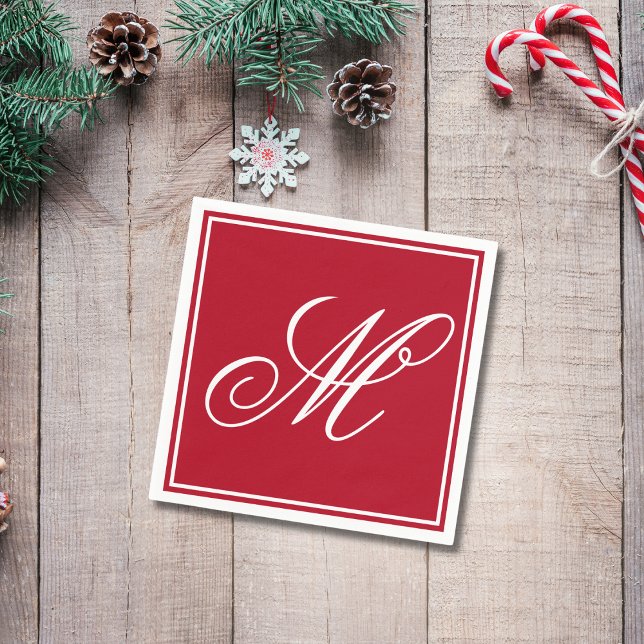 Elegant Monogram Initial Christmas Party Napkin (Creator Uploaded)