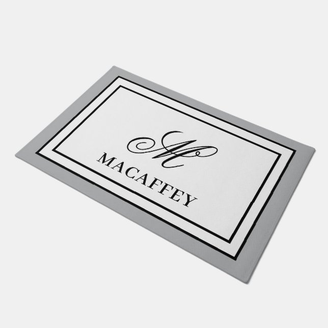 Elegant Monogram Initial  Doormat (Angled)