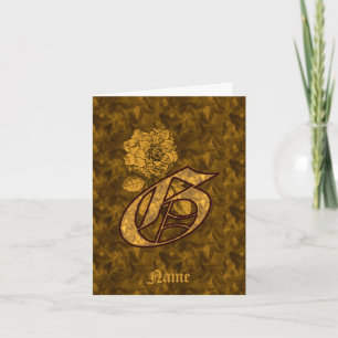 Elegant Monogram Initial G Gold Peony Personalized Note Card