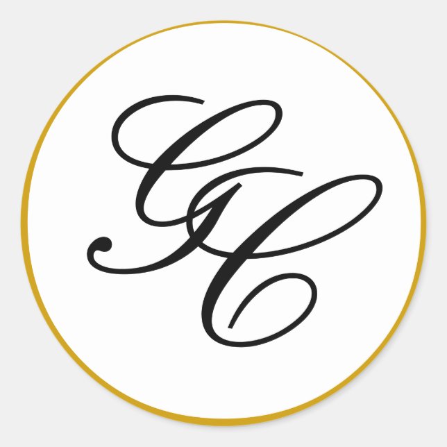 Elegant Monogram Initial Gold & Black Wedding Seal (Front)