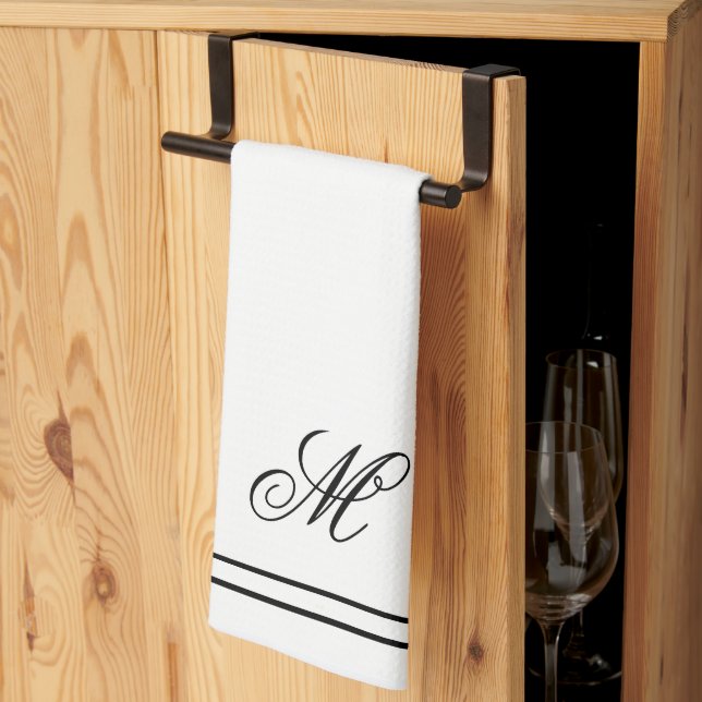 Elegant Monogram Initial  Kitchen Towel (Thirds Fold)