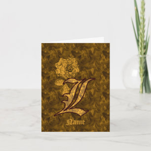 Elegant Monogram Initial L Gold Peony Personalized Note Card