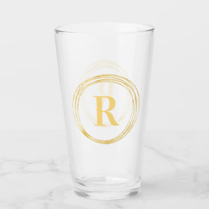 Elegant Monogram Initial Letter Gold Circles Glass