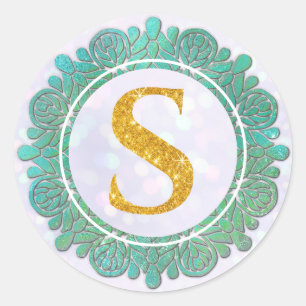 Elegant Monogram Initial Letters with Mandala Classic Round Sticker