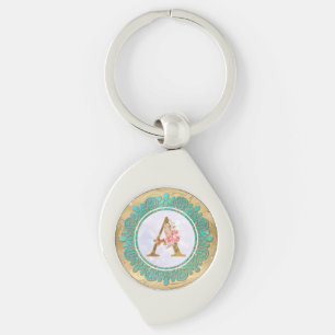 Elegant Monogram Initial Letters with Mandala Keychain