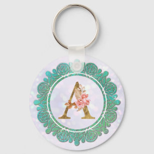 Elegant Monogram Initial Letters with Mandala Keychain