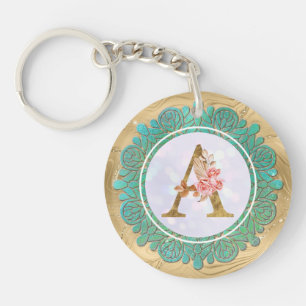 Elegant Monogram Initial Letters with Mandala Keychain