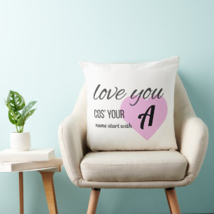 Elegant Monogram Initial Love You cos Valentine Throw Pillow