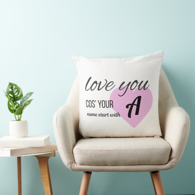 Elegant Monogram Initial Love You cos Valentine Throw Pillow (Chair)