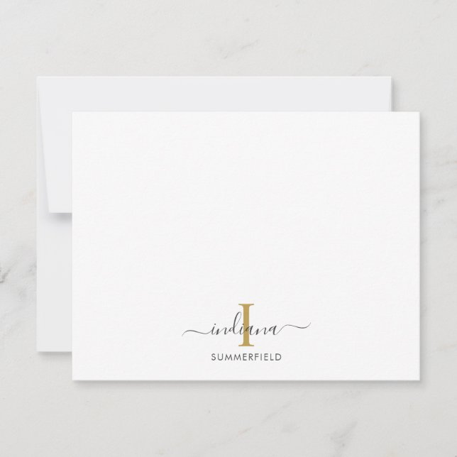 Elegant Monogram Initial Modern Script Card (Front)