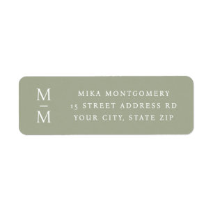 Elegant monogram initial muted sage return address