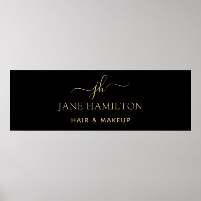Elegant Monogram Initial Name Business Poster (Front)