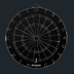 Elegant Monogram Initial Name Personalized Black Dartboard<br><div class="desc">Modern simple masculine stylish with black and white trendy typography (changeable colours). Personalized gift for him: dad,  father,  husband,  son,  boyfriend,  groom,  best man,  groomsmen</div>