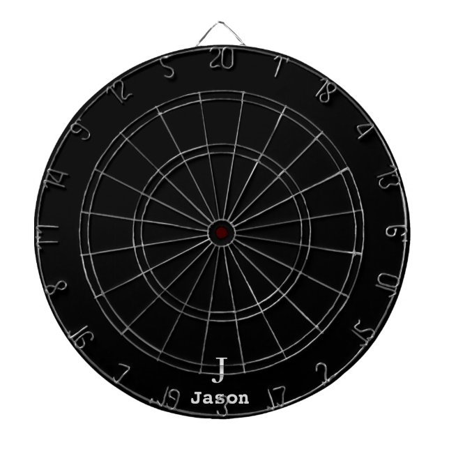 Elegant Monogram Initial Name Personalized Black Dartboard (Front)